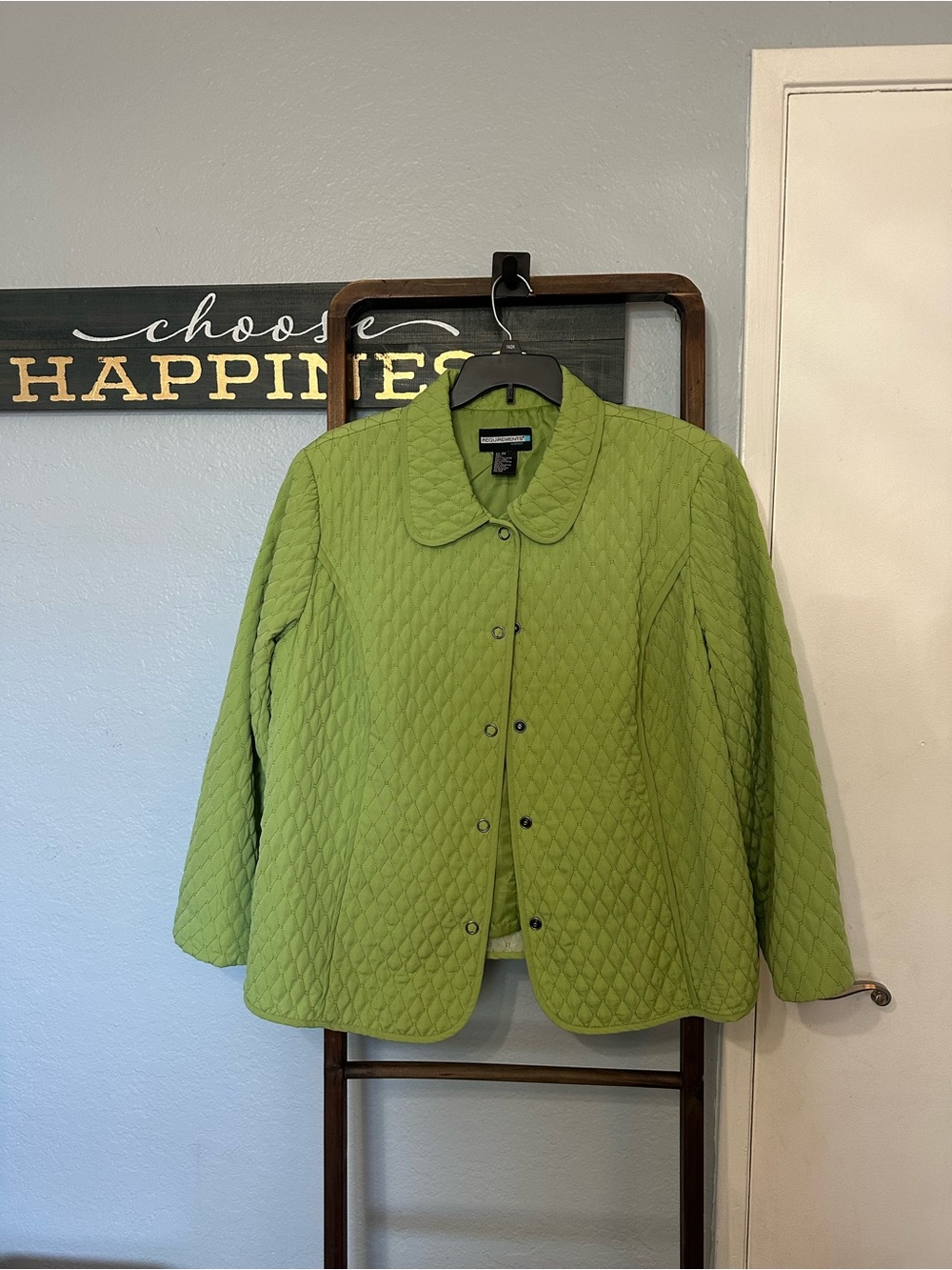Requirements Quilted Lime Green Button-Front Jacket